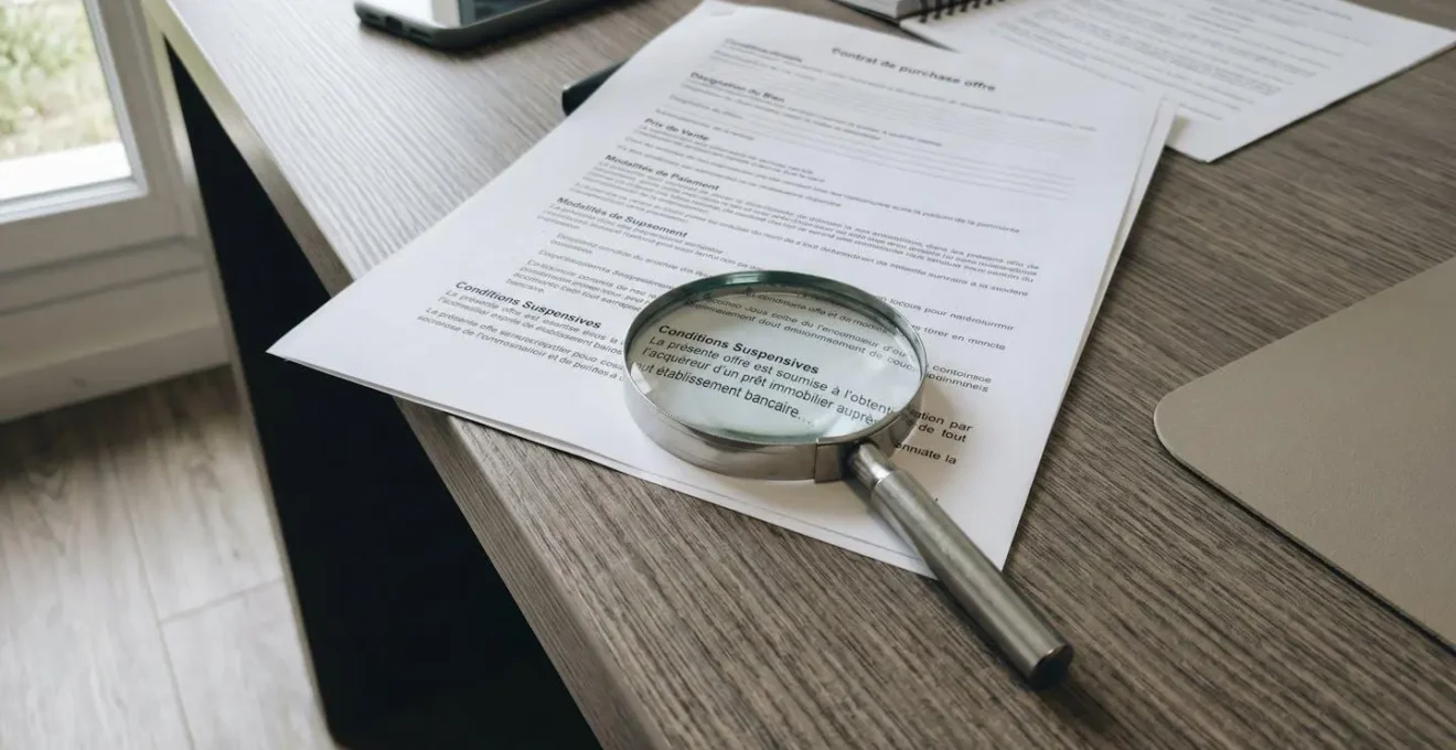Gros plan sur une main tenant un stylo et signant un document contractuel, une autre main pointant du doigt une clause spécifique sur la page